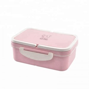 Draagbare milieuvriendelijke BPA-vrije tarwestro \u0026 PP Bento-lunchbox voor kinderen met 3 compartimenten